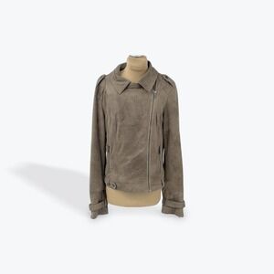 BNCI by Blanc Noir Women's‎ Gray Faux Suede Moto Jacket Size M
